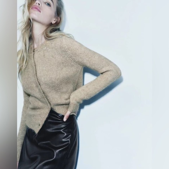 ZARA JEWEL BEADED KNIT CARDIGAN - Picture 3 of 9